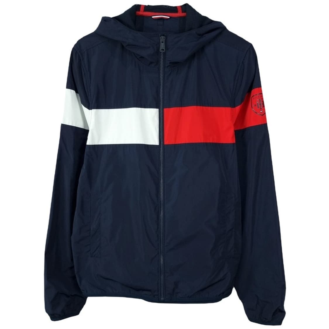 [타미힐피거] 빅로고 후드 바람막이 자켓 네이비 M19437 상품이미지2