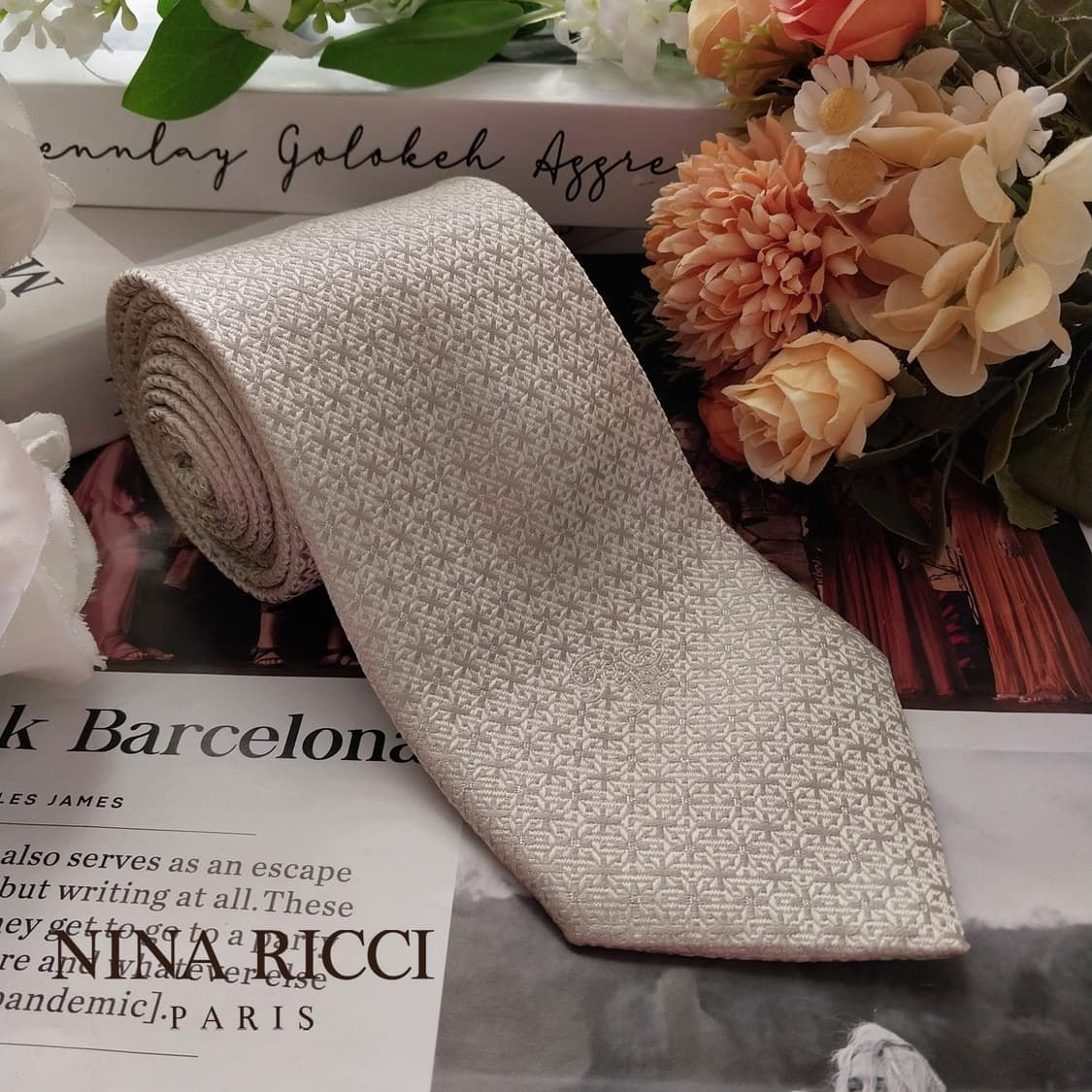 니나리치 넥타이 아이보리 9CM A+등급  K2126
 상품이미지5