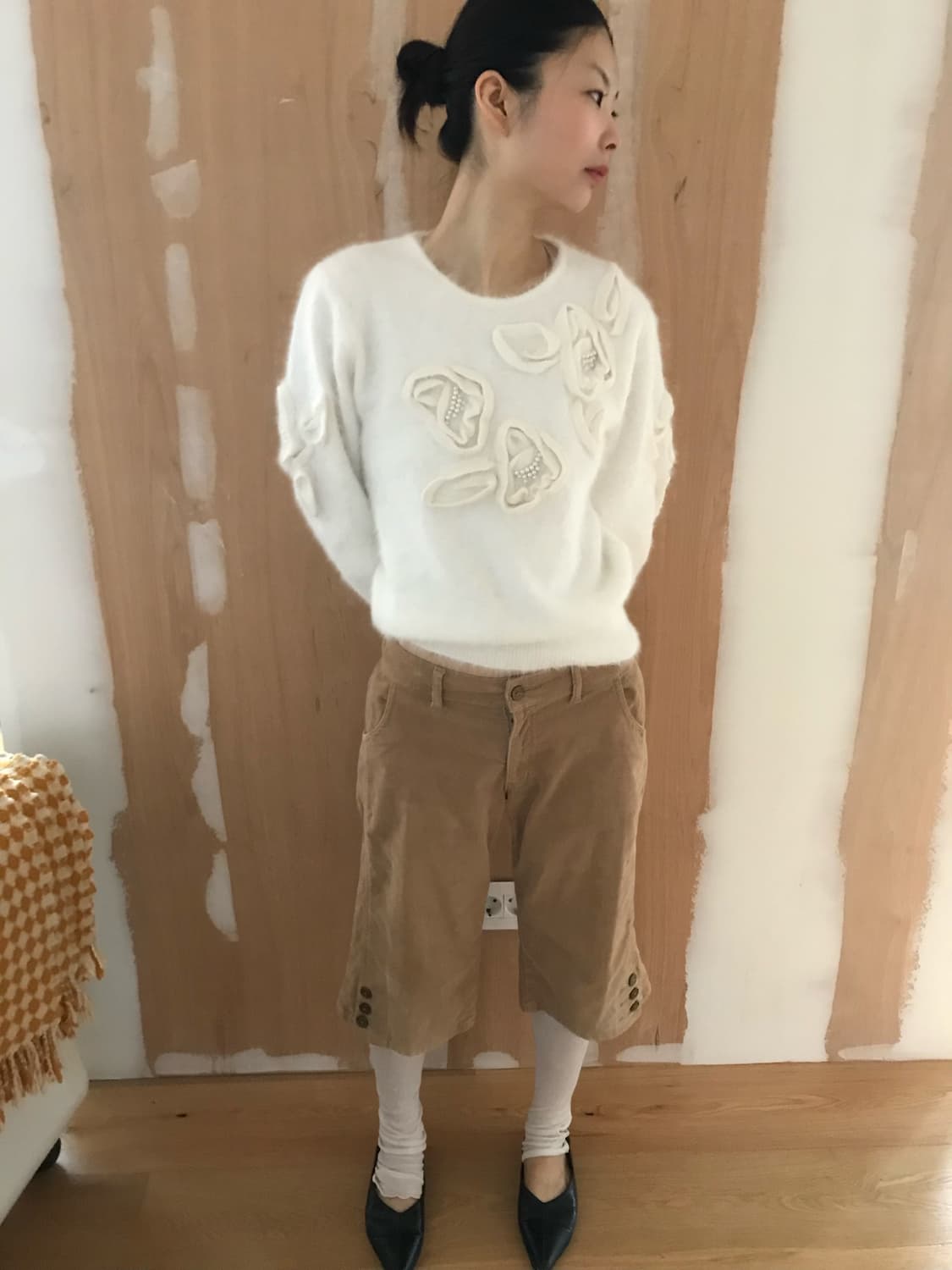 vintage pattern white knit 상품이미지1