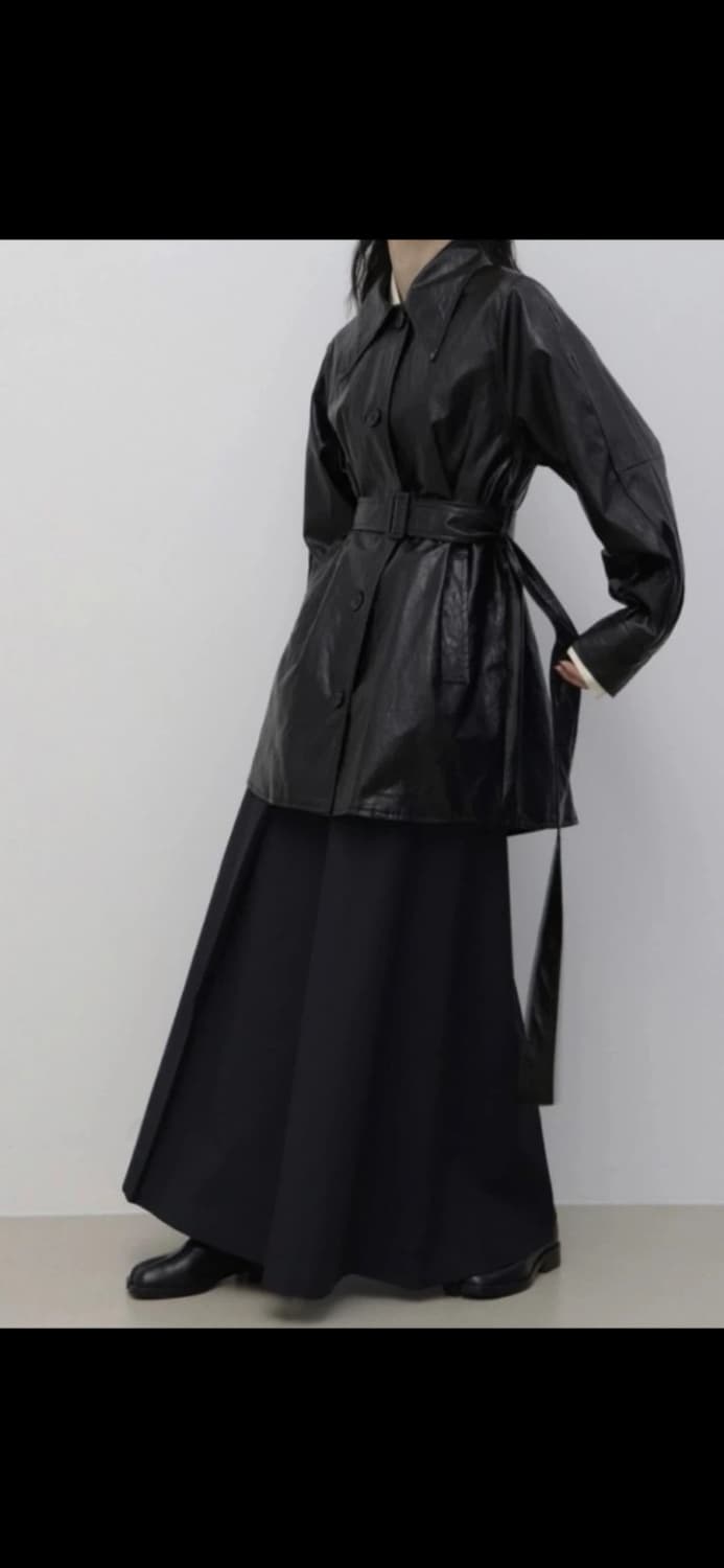 트리밍버드 21fw 하프 레더자켓(벨트O) 브라운 상품이미지2