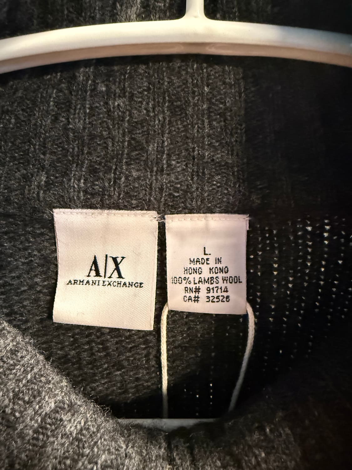 L 아르마니익스체인지 ARMANI 빅로고 집업 니트 램스울 차콜 상품이미지6