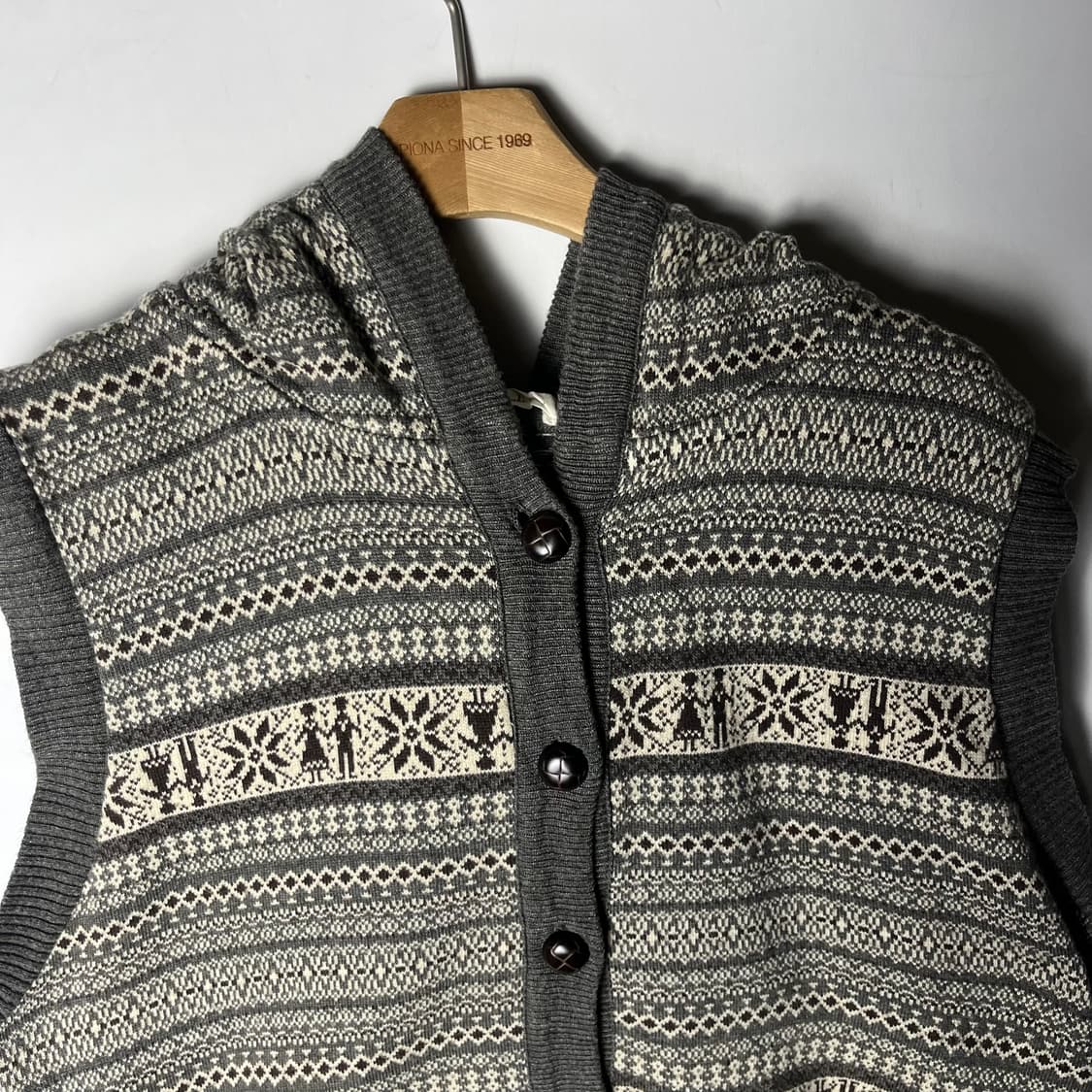 [Sunny clouds] 써니클라우즈 페어아일 후드 니트 베스트 상품이미지3