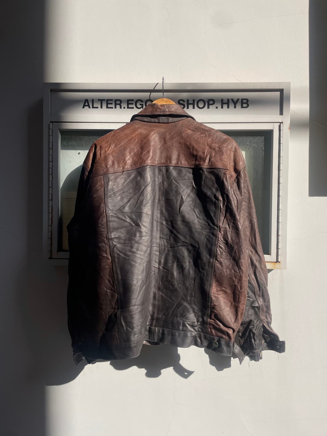 Vintage Brown Leather Trucker Jacket 상품이미지8