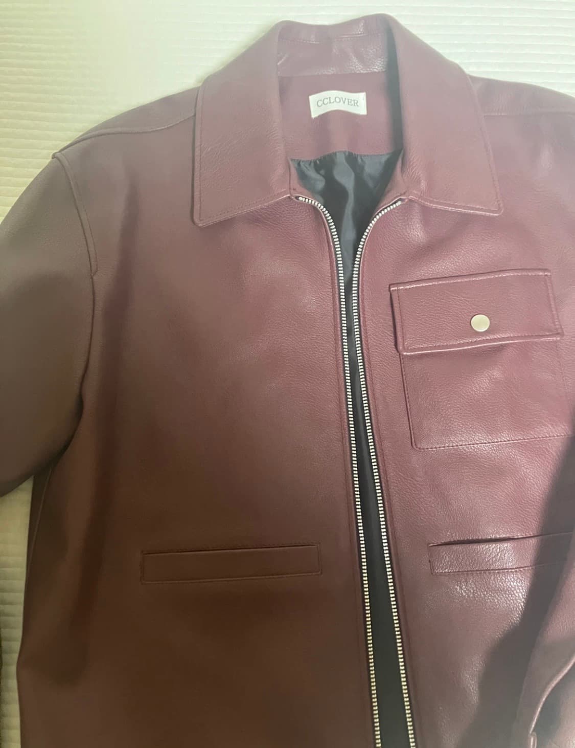 씨클로버 레더자켓 버건디 (거의새거) 상품이미지5