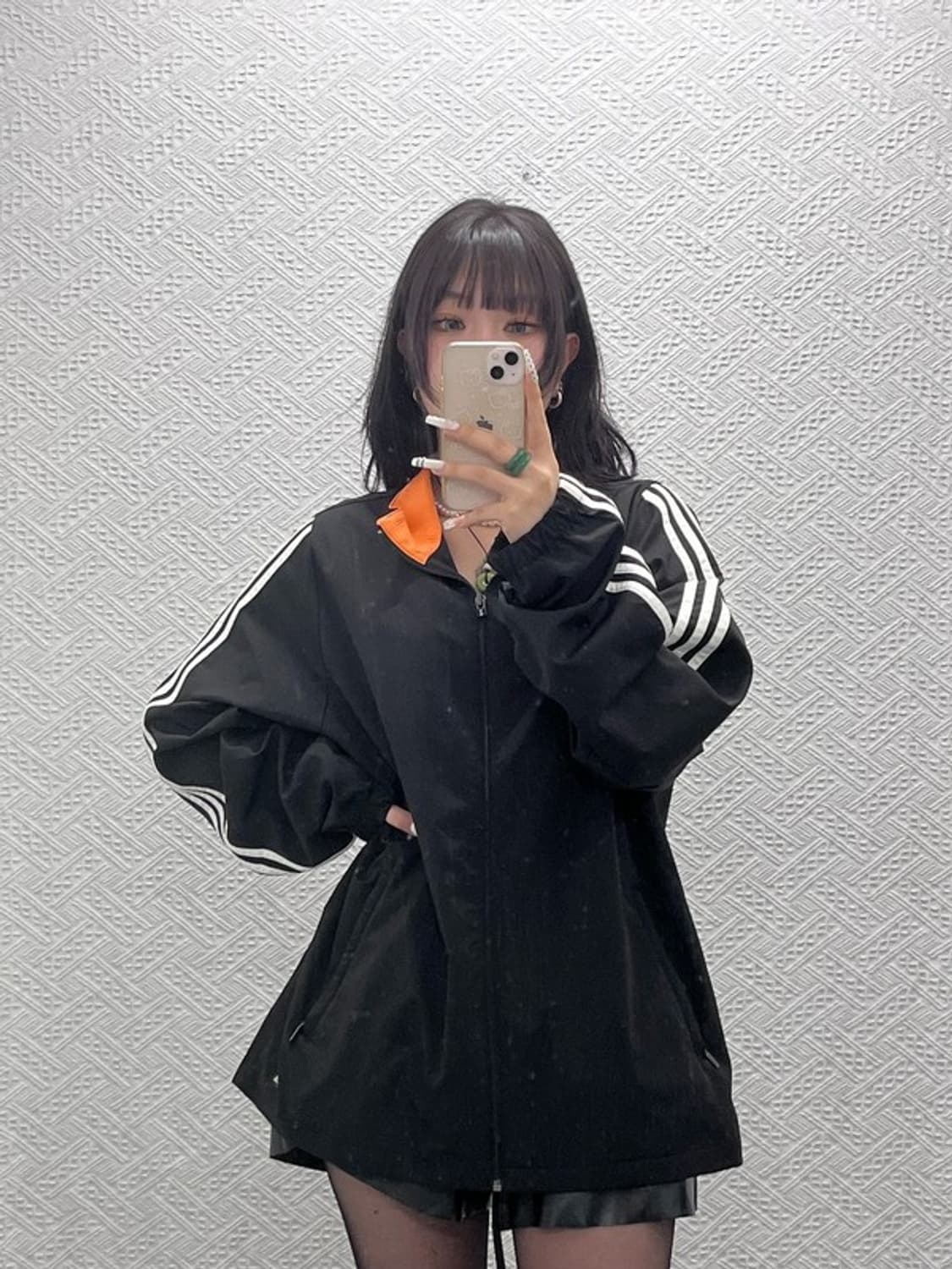 아디다스 올드스쿨 레트로 00s 오렌지 바람막이 자켓 110 C10894 상품이미지1