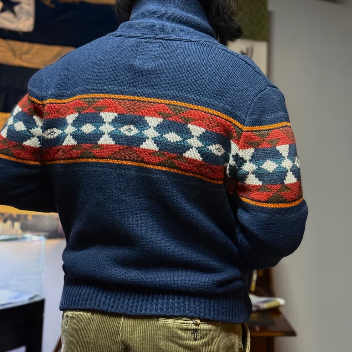 리바이스 노르딕 패턴 더플 숄카라 가디건 L 상품이미지9