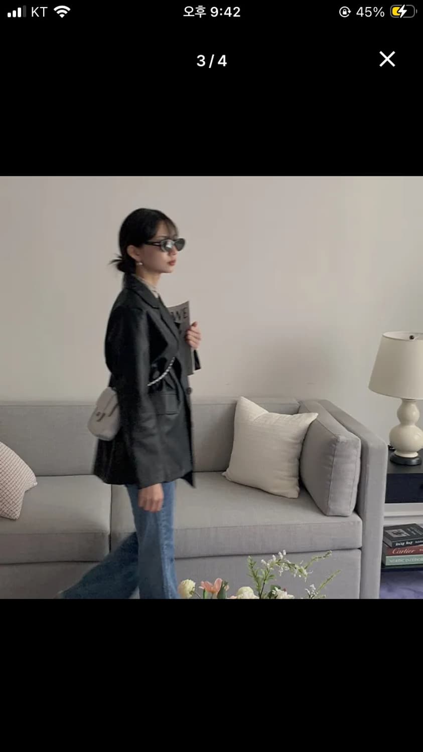 에이블리 비건 오버핏 가죽 자켓 블랙 상품이미지4