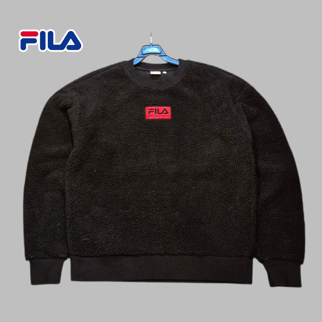 M 휠라 블랙 오버핏 후리스 맨투맨  상품이미지1