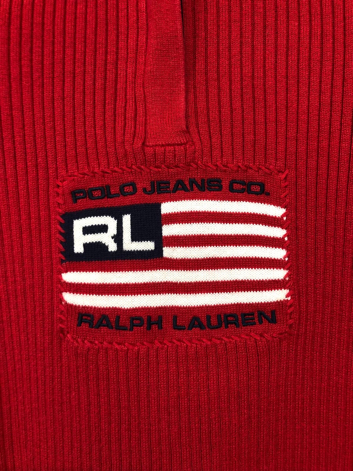 폴로진스 여성 딱붙핏 성조기 반집업 니트 _ 레드 M (크리스마스룩) 상품이미지2