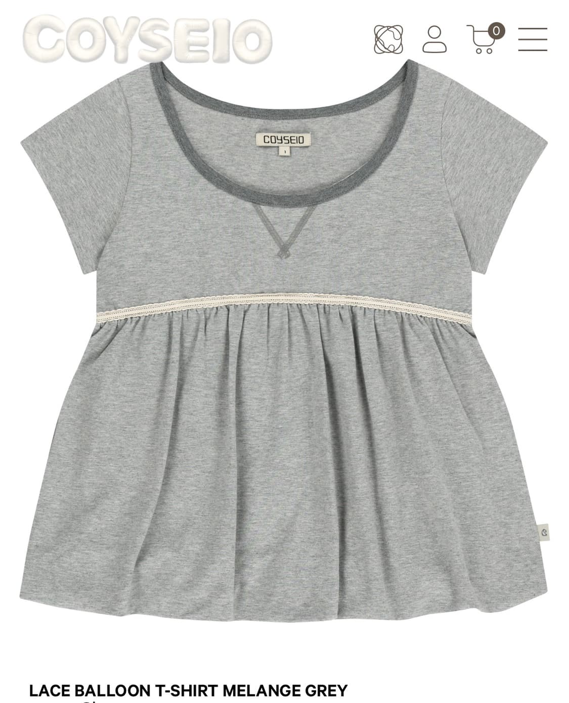COYSEIO 레이스 벌룬 티셔츠 멜란지그레이 2 size 상품이미지1