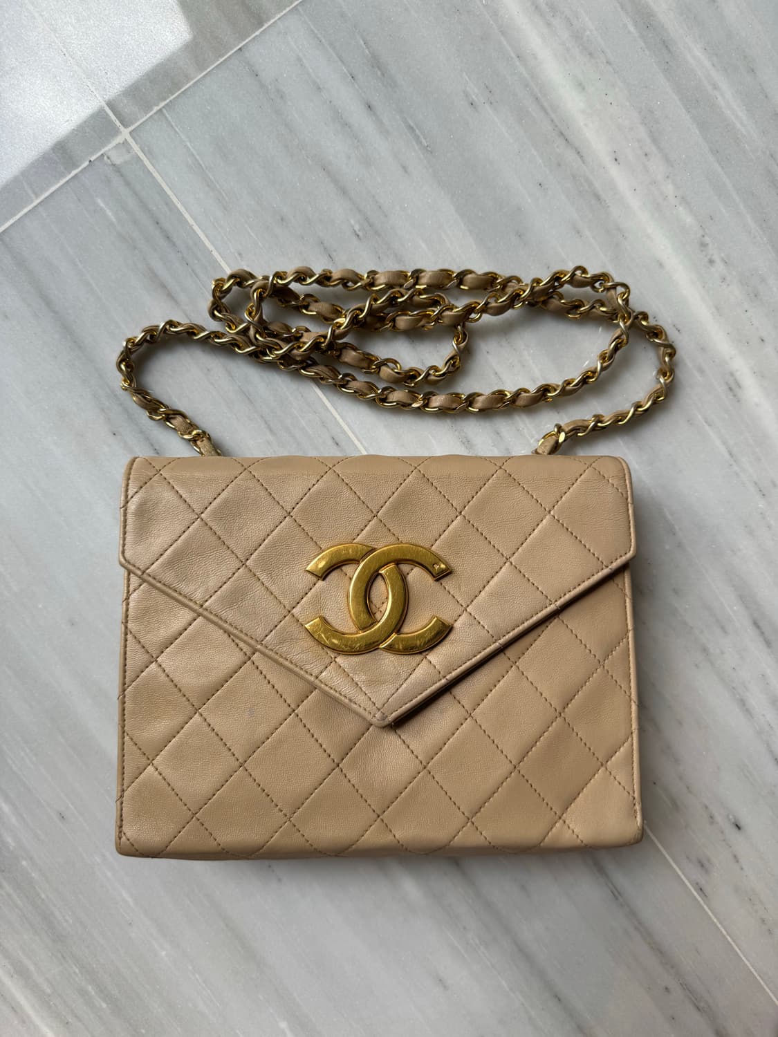샤넬 빈티지 엔빌로프 숄더 크로스백 베이지 상품이미지4