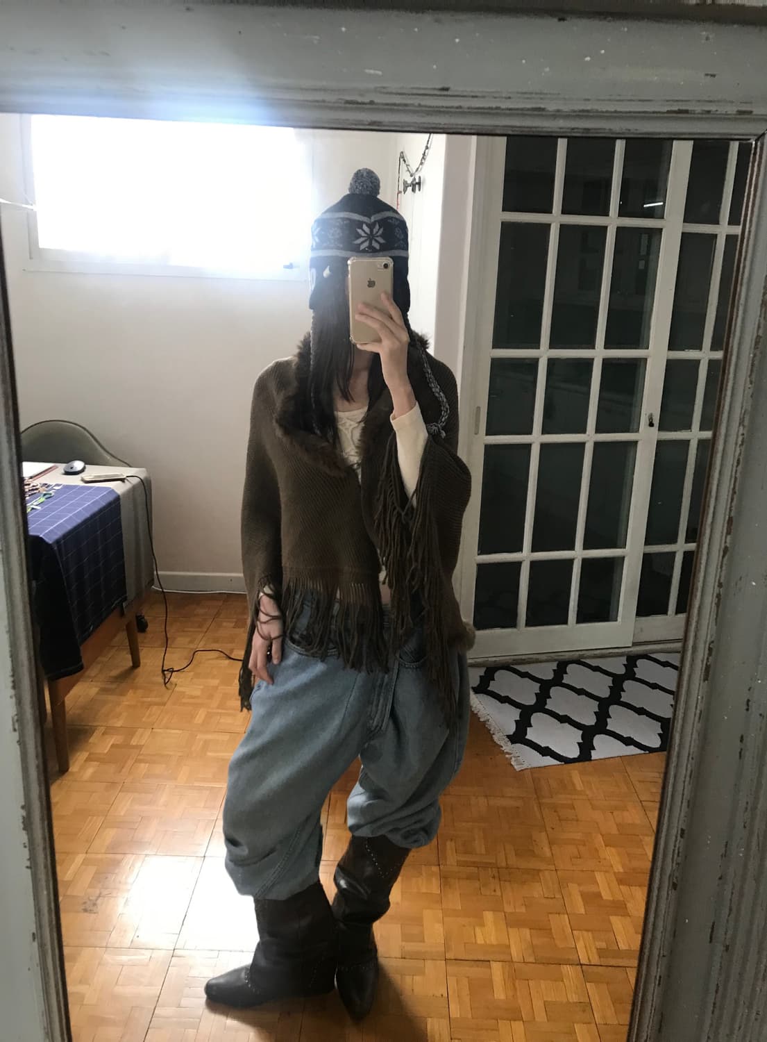 vintage brown fur tassle cape 상품이미지1