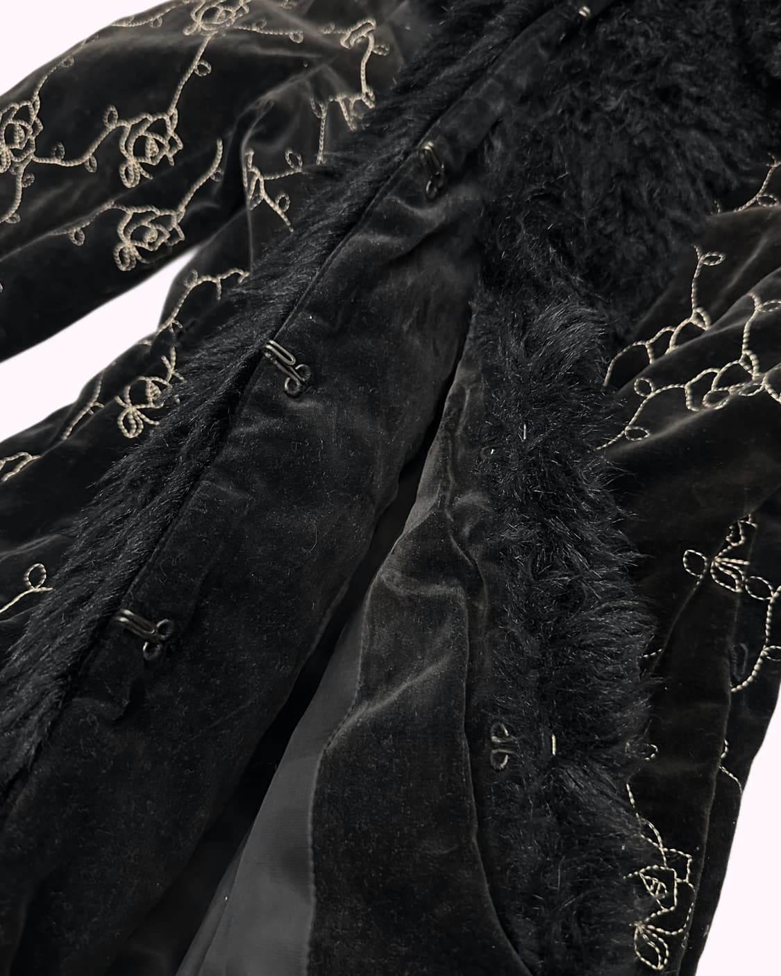 embroidery rose velvet fur jacket 상품이미지4