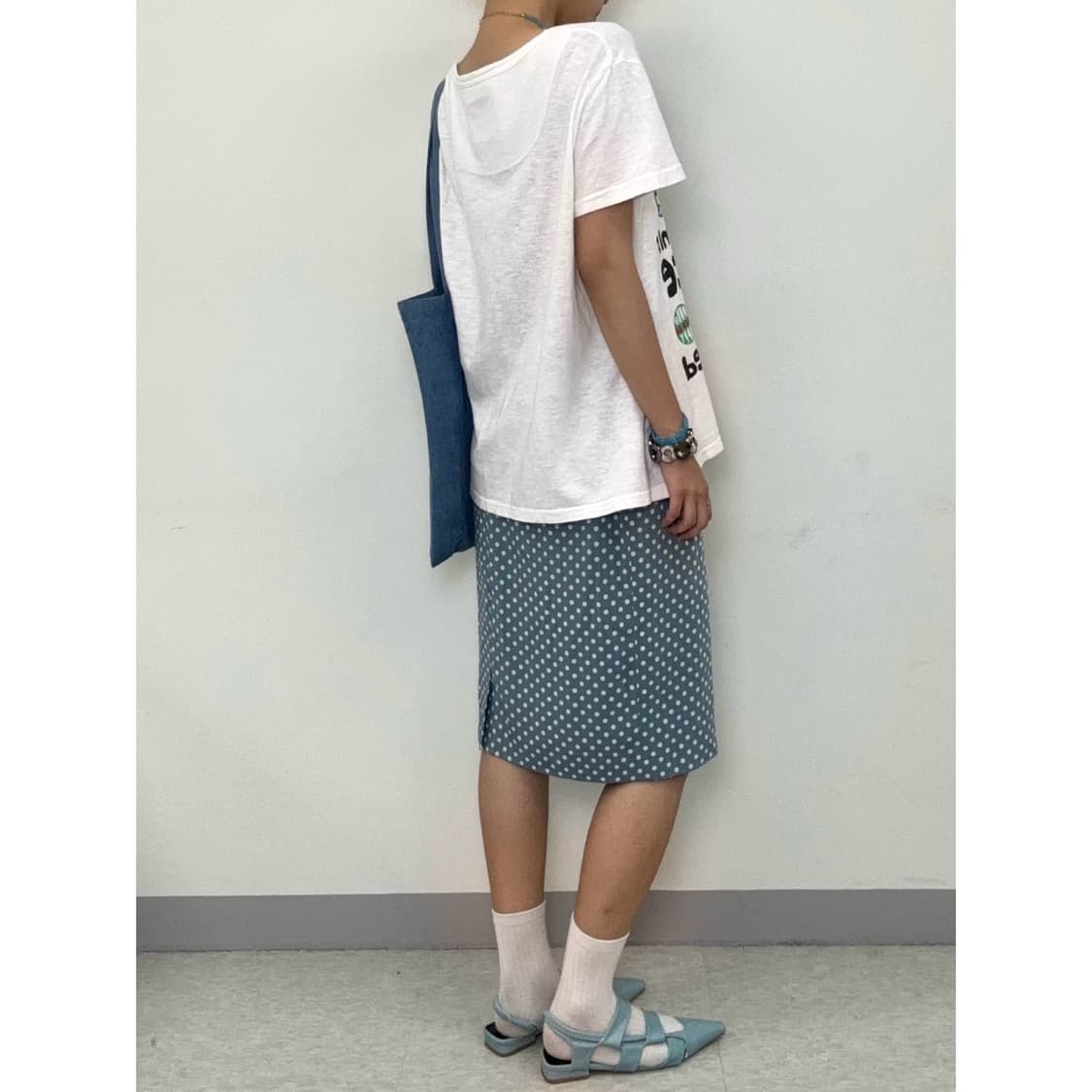 빈티지 도트 미디 스커트 상품이미지2