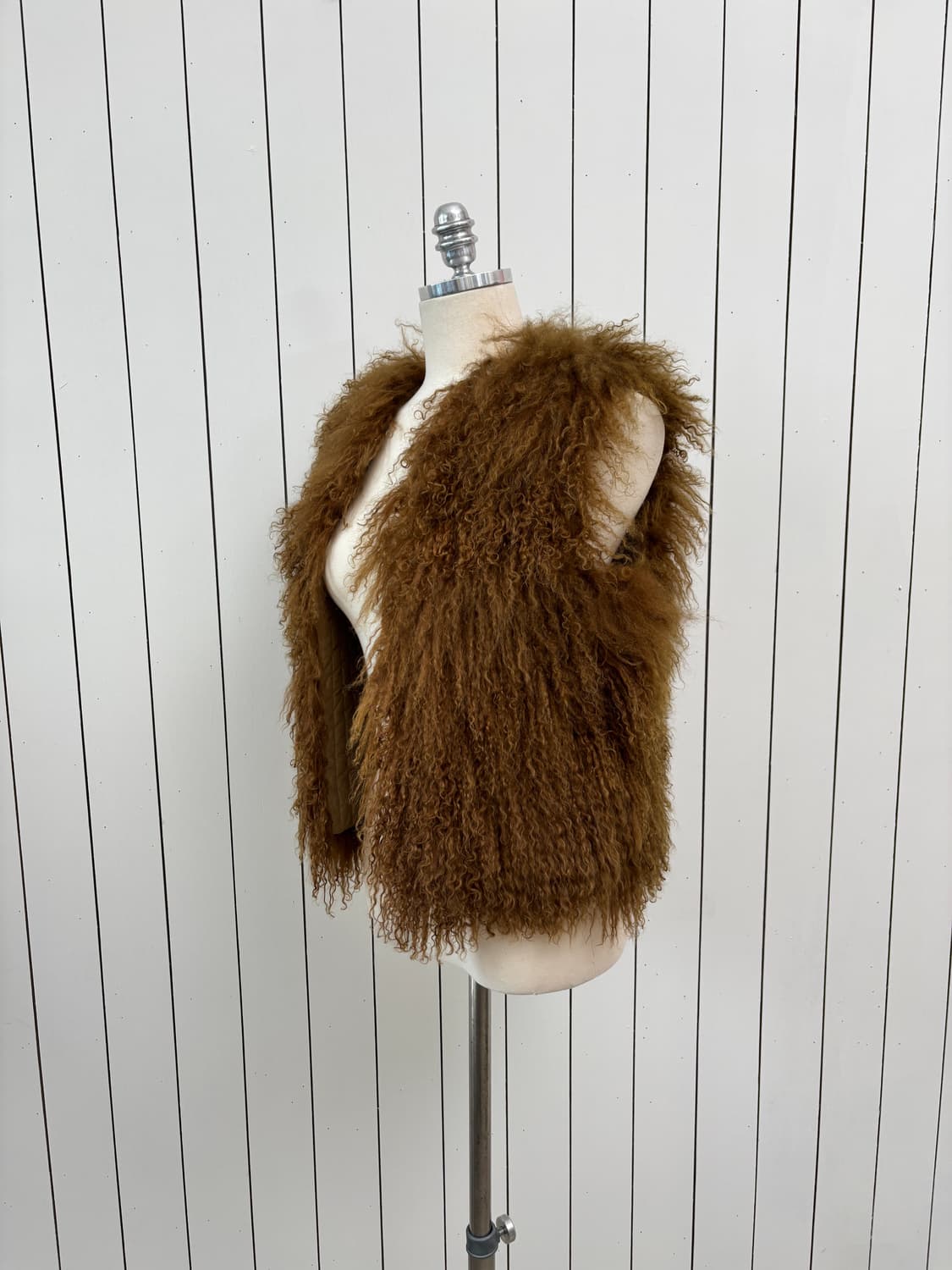 보헤미안 컬 브라운 양털 베스트 상품이미지4