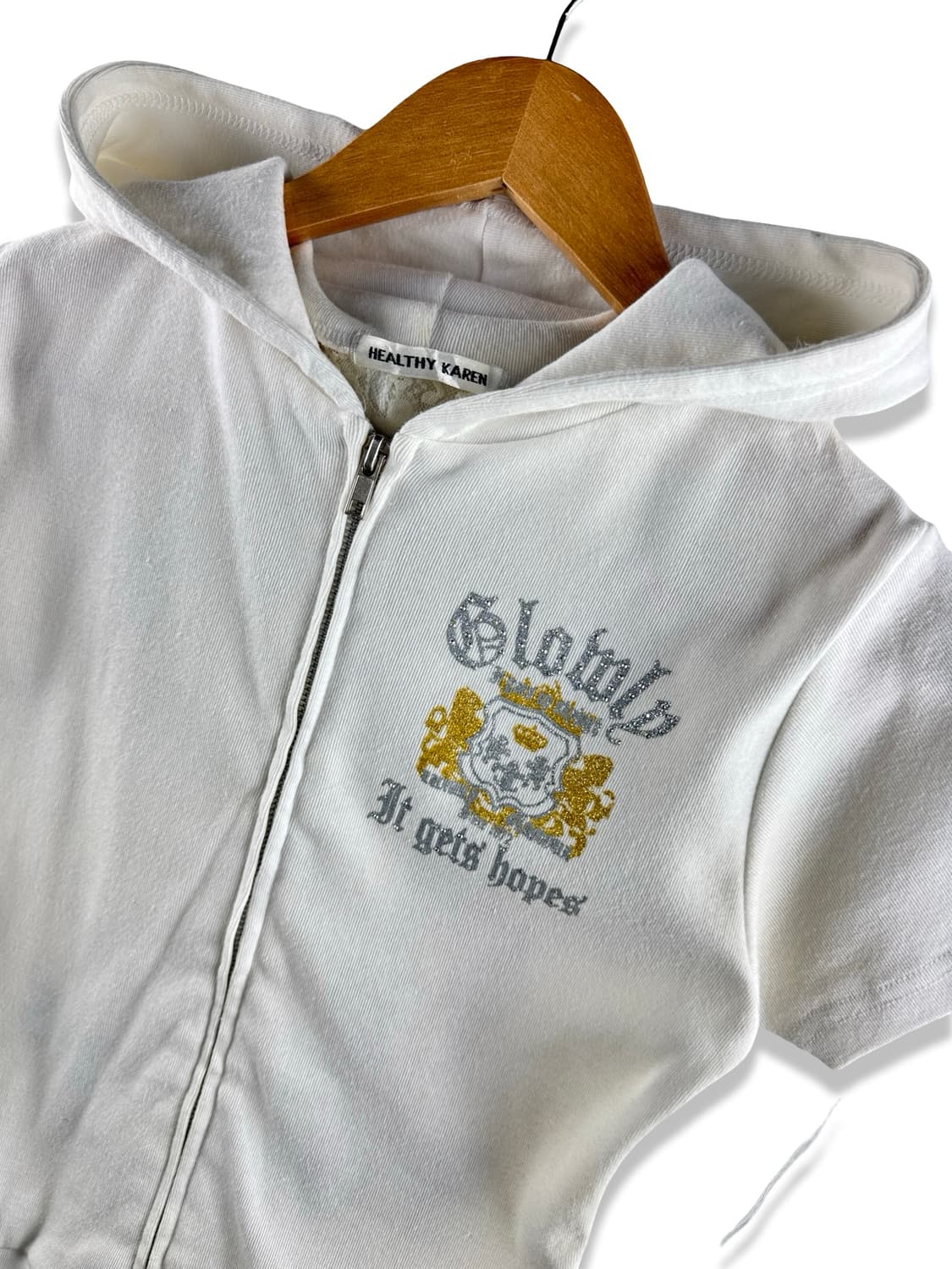 JPN Y2K 갸루 레이스 딱붙 반팔후드집업2740 상품이미지3