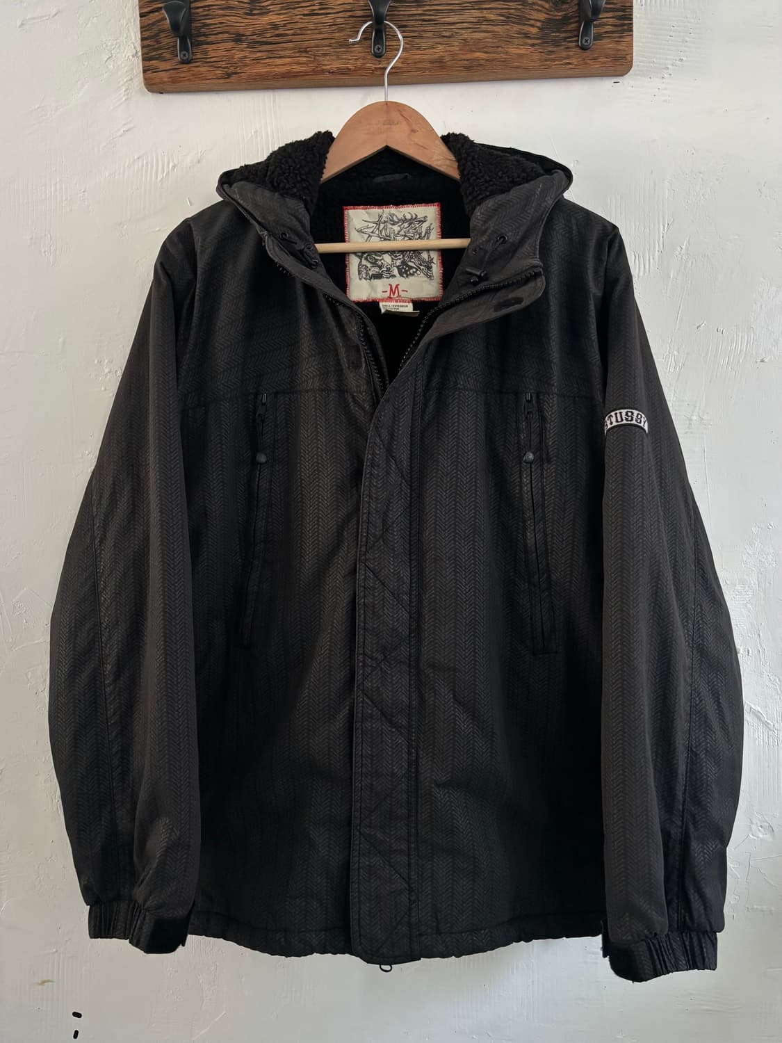 Stussy 올드 스투시 차콜 헤링본 후드 자켓  상품이미지4