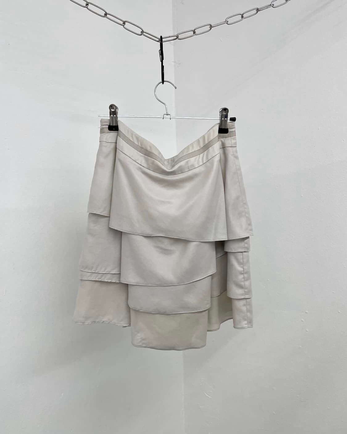 페어리 레이어드 플레어 리본 캉캉 스커트 라이트 그레이 상품이미지3