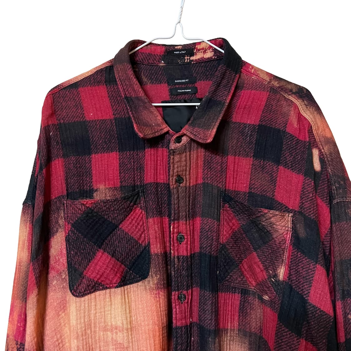 R13 드롭 넥 레드 버팔로 오버다이 워크 셔츠 상품이미지2