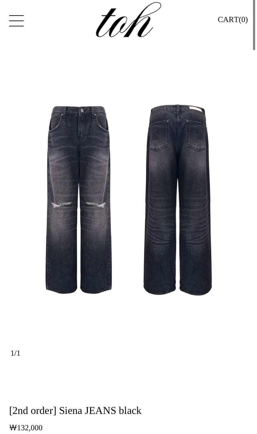 TOH 데미지 워싱 블랙 데님 와이드 팬츠 odor오도어 3 상품이미지2