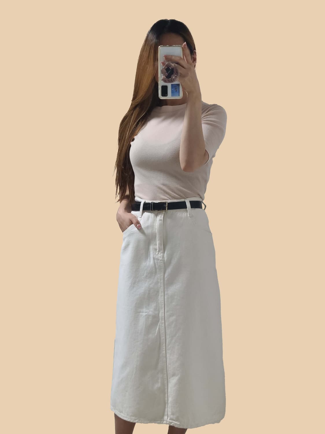 아이보리 데님 롱 스커트 상품이미지8