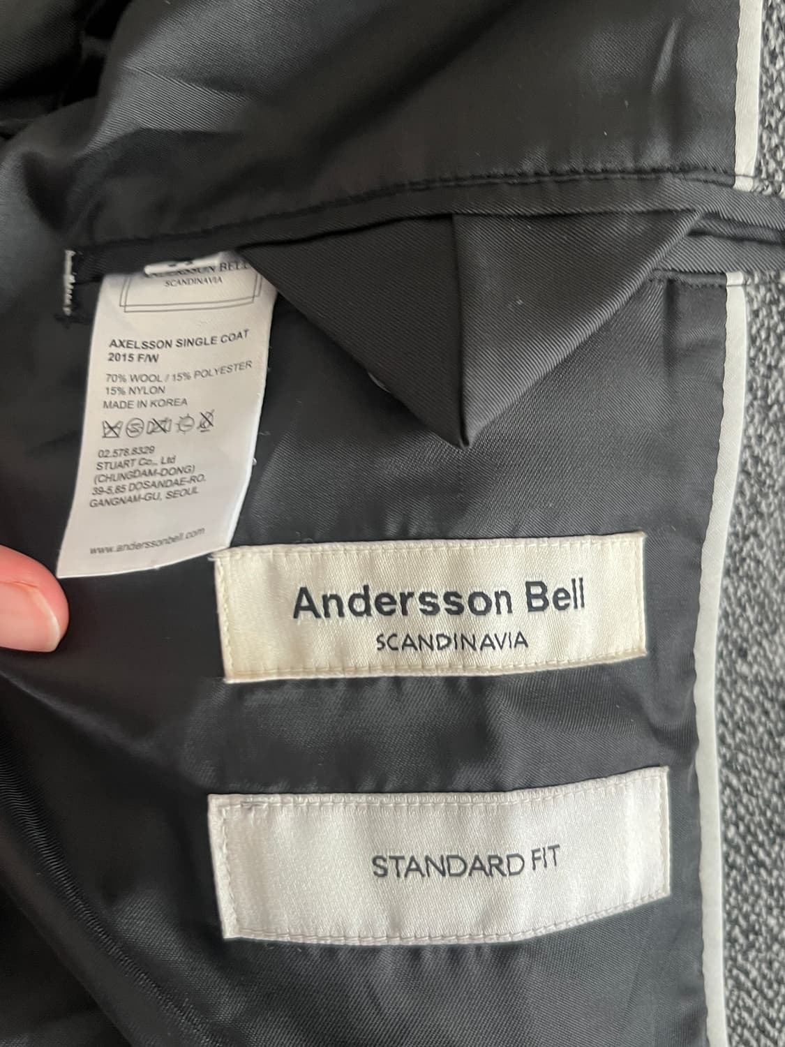 앤더슨벨 해링본 싱글 코트 M 그레이 상품이미지6