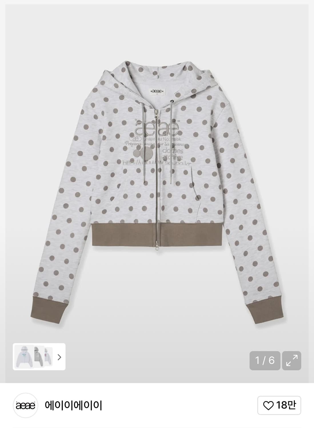 AEAE WEB LOGO CROP HOOD ZIP UP 에이이에이이 상품이미지1