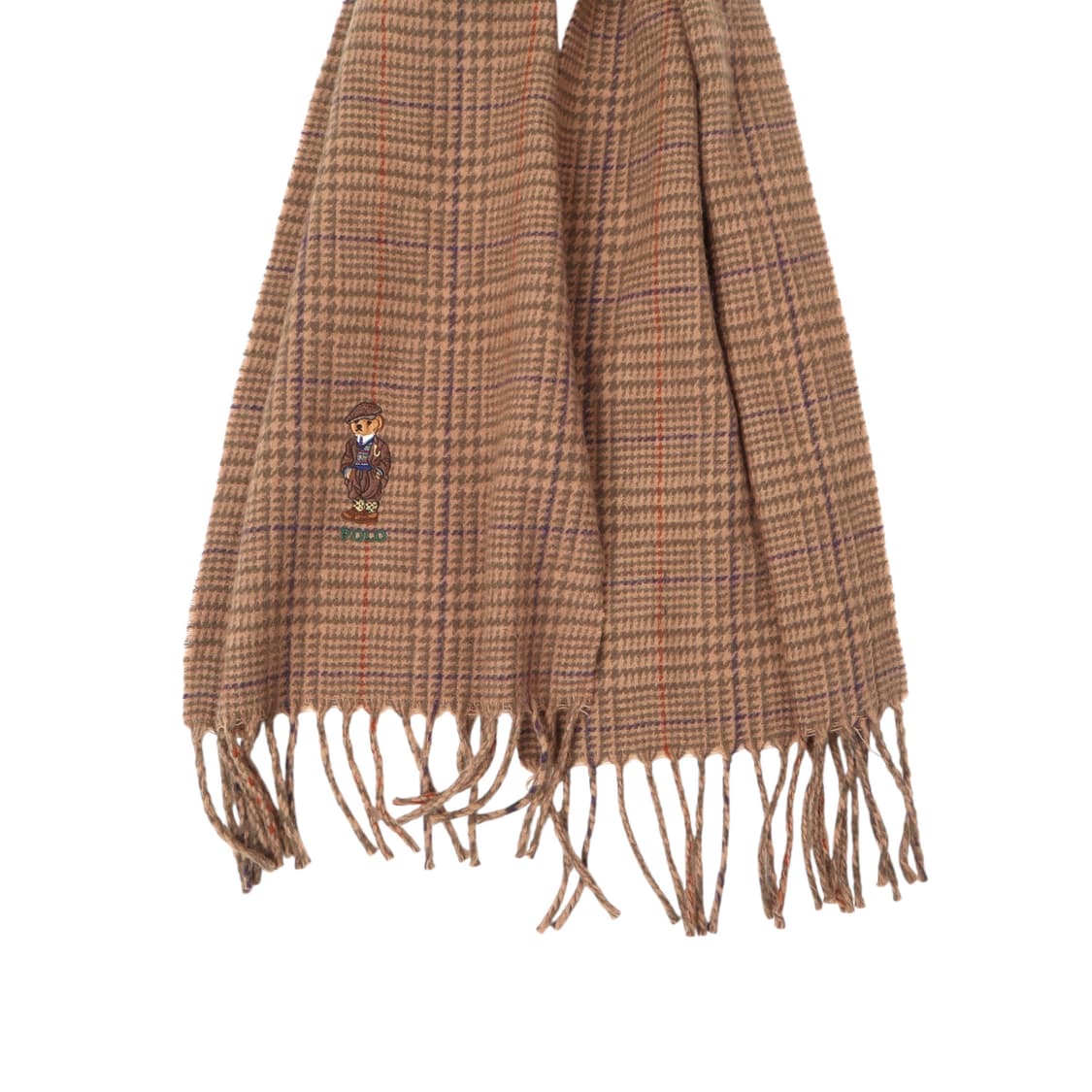 폴로 랄프로렌 브라운 폴로베어 하운드투스 체크 울 머플러 상품이미지2