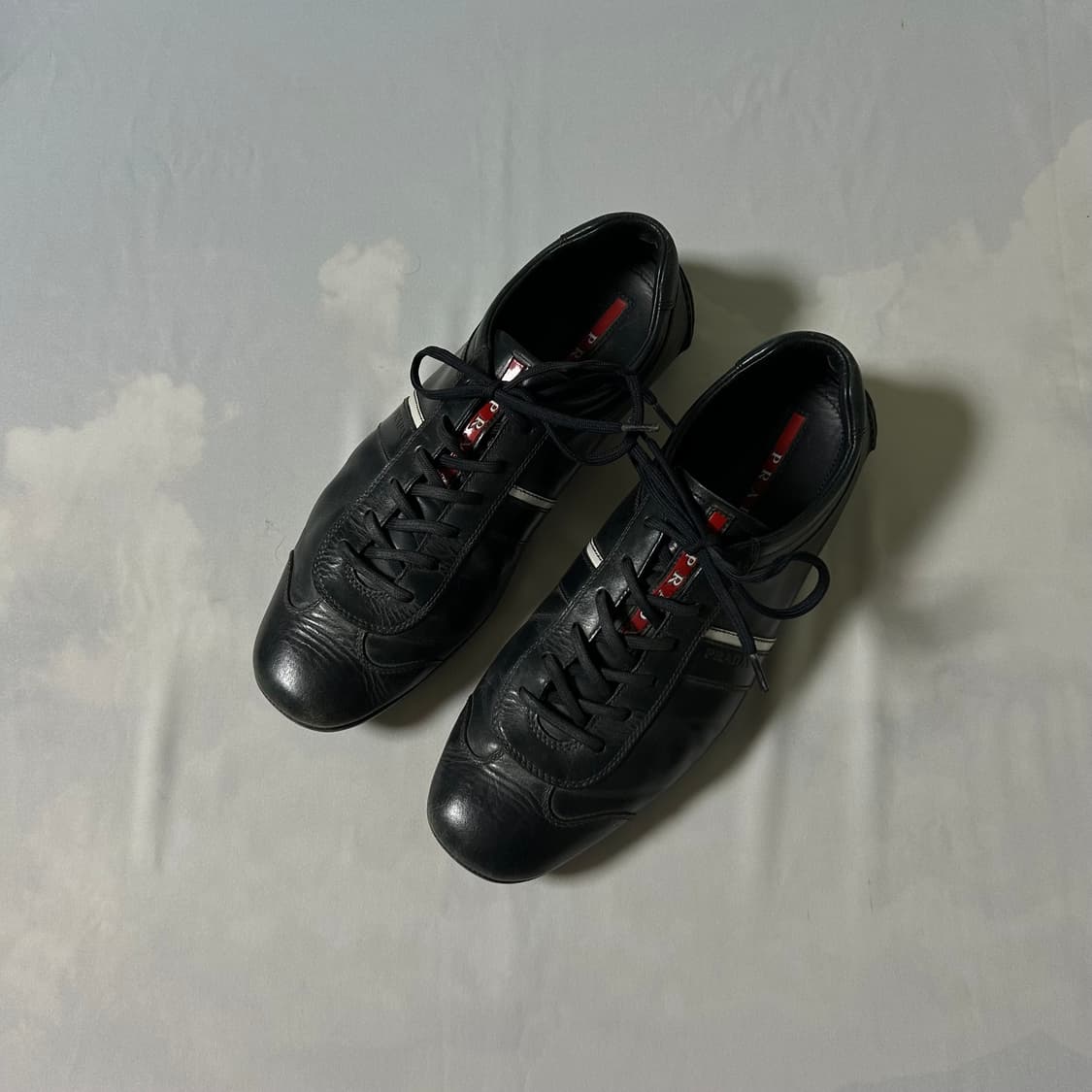 Prada sports leather sneakers dark navy 상품이미지1