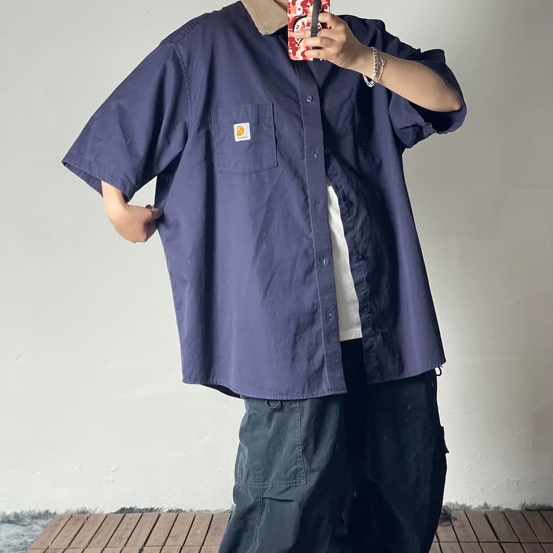 [3XL]칼하트 리메이크 코듀로이 카라 반팔 셔츠 상품이미지2