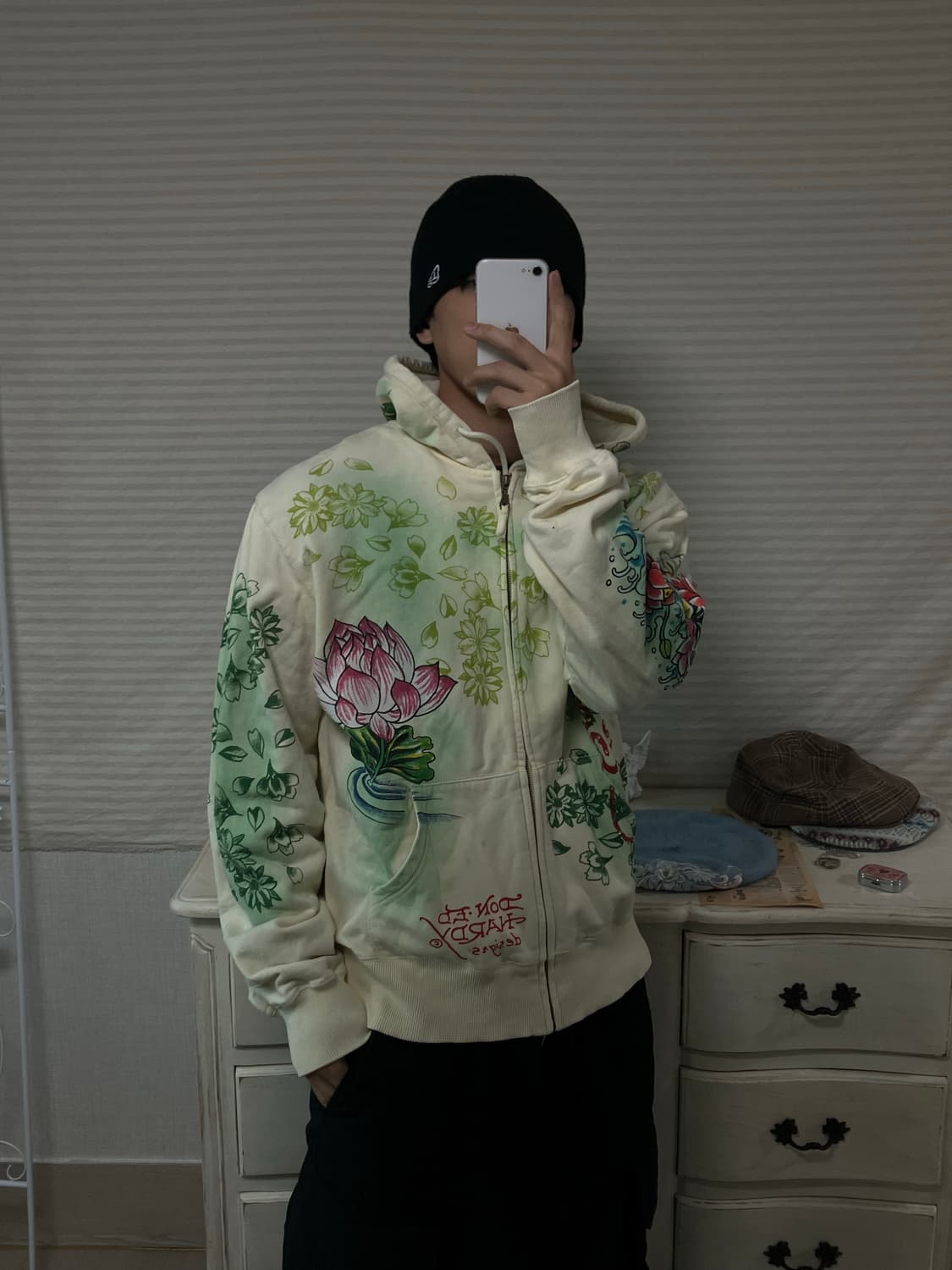 빈티지 에드하디 크림 레터링 레더 자켓 y2k 스트릿 갸루 펑키 일본빈티 상품이미지2