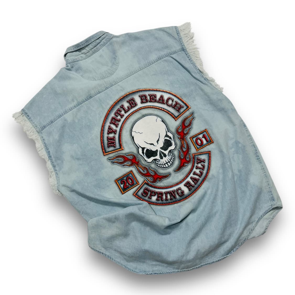 Coliseum 머틀 비치 2001s 스컬 플레임 바이커 반팔 셔츠 상품이미지1