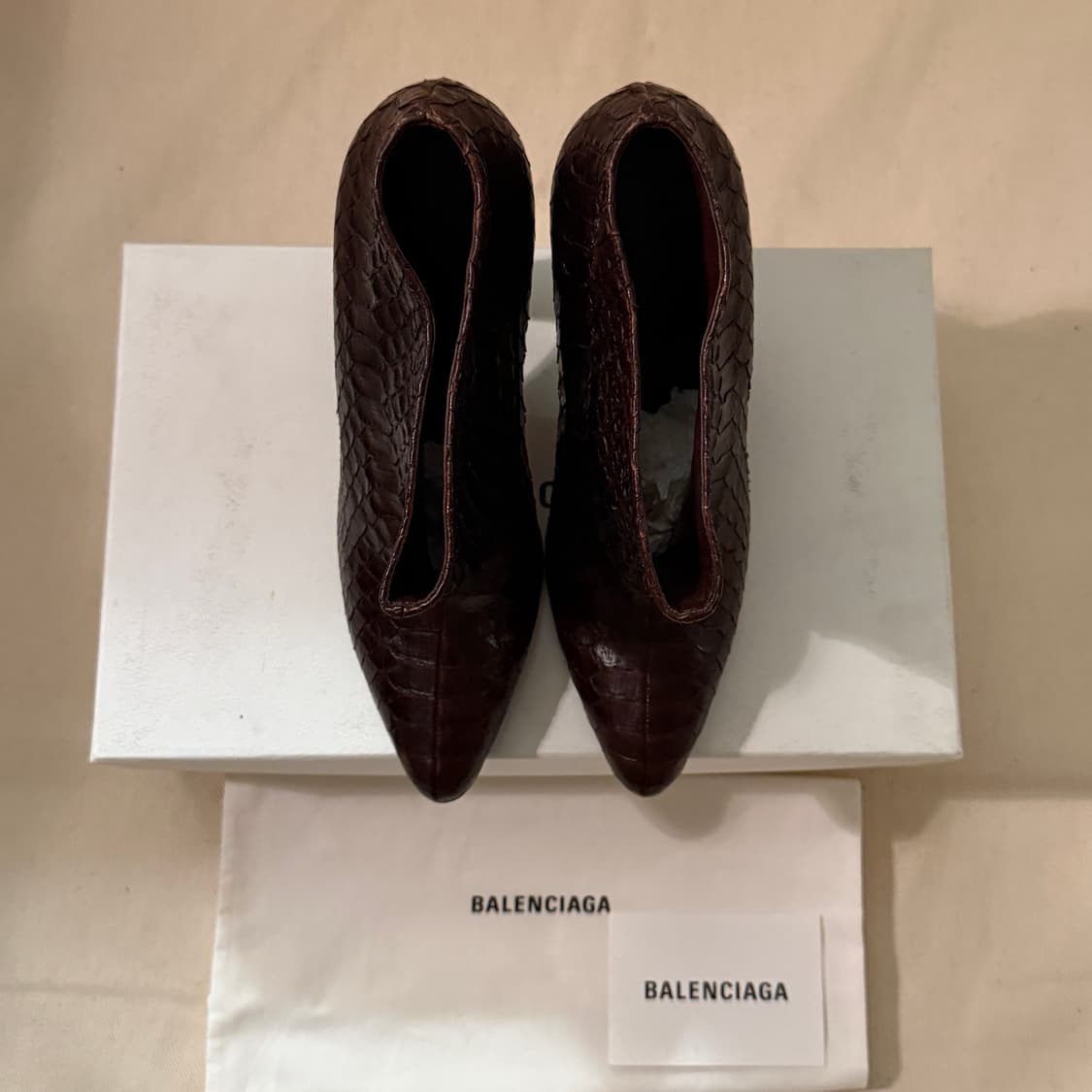 발렌시아가 파이톤 레더 포인티드 앵클 부츠 상품이미지3