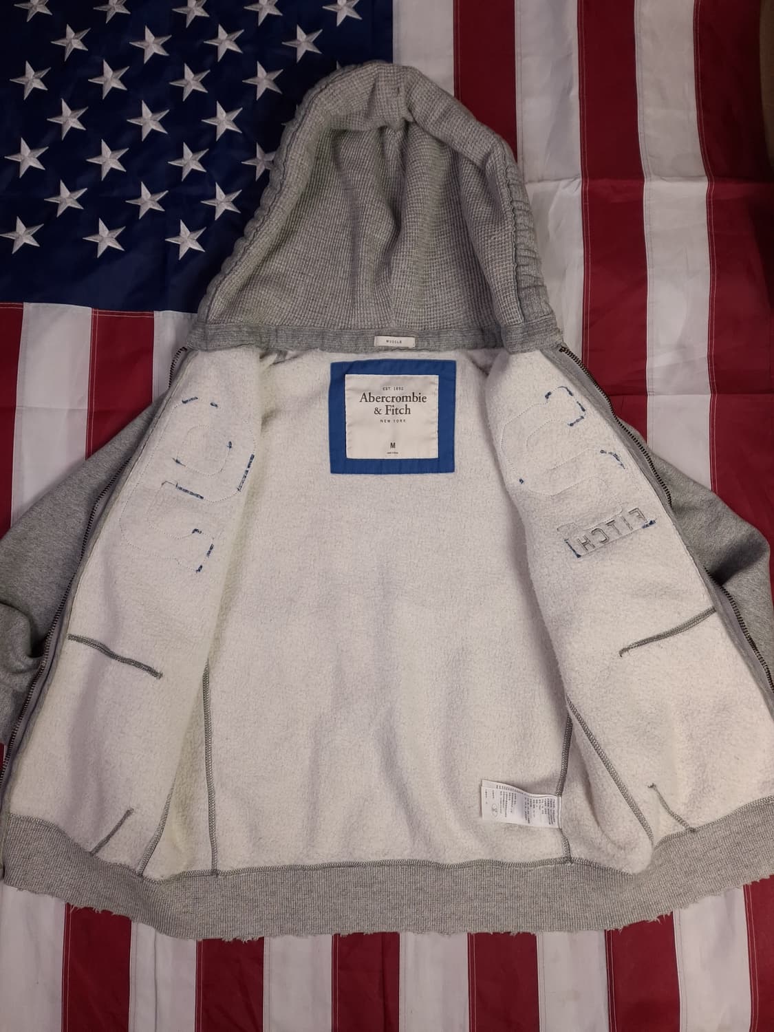 오리지날 아베크롬비 넘버 92 패치 데미지 빈티지 후드집업 상품이미지6