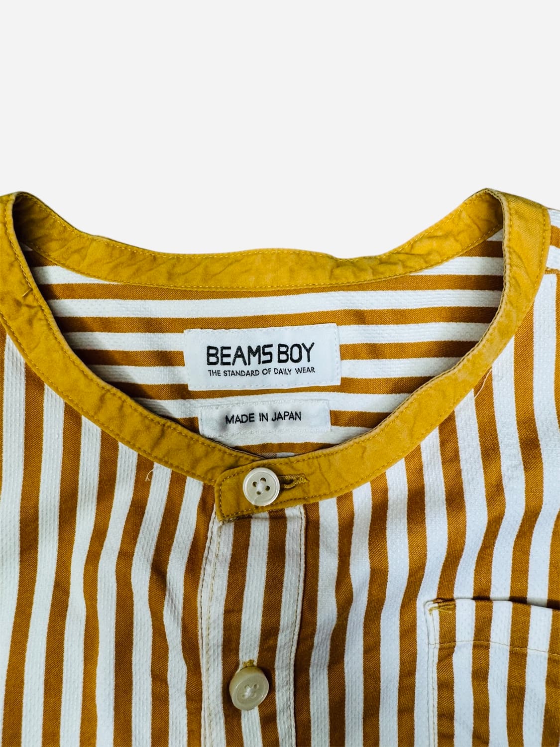 빔즈보이 BEAMS BOY 헨리넥 스트라이프 셔츠 WS 상품이미지3