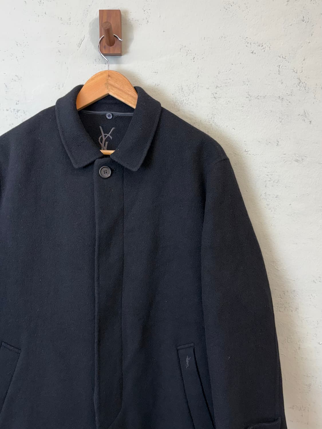 입생로랑 90s 빈티지 울 코트 블랙 상품이미지2