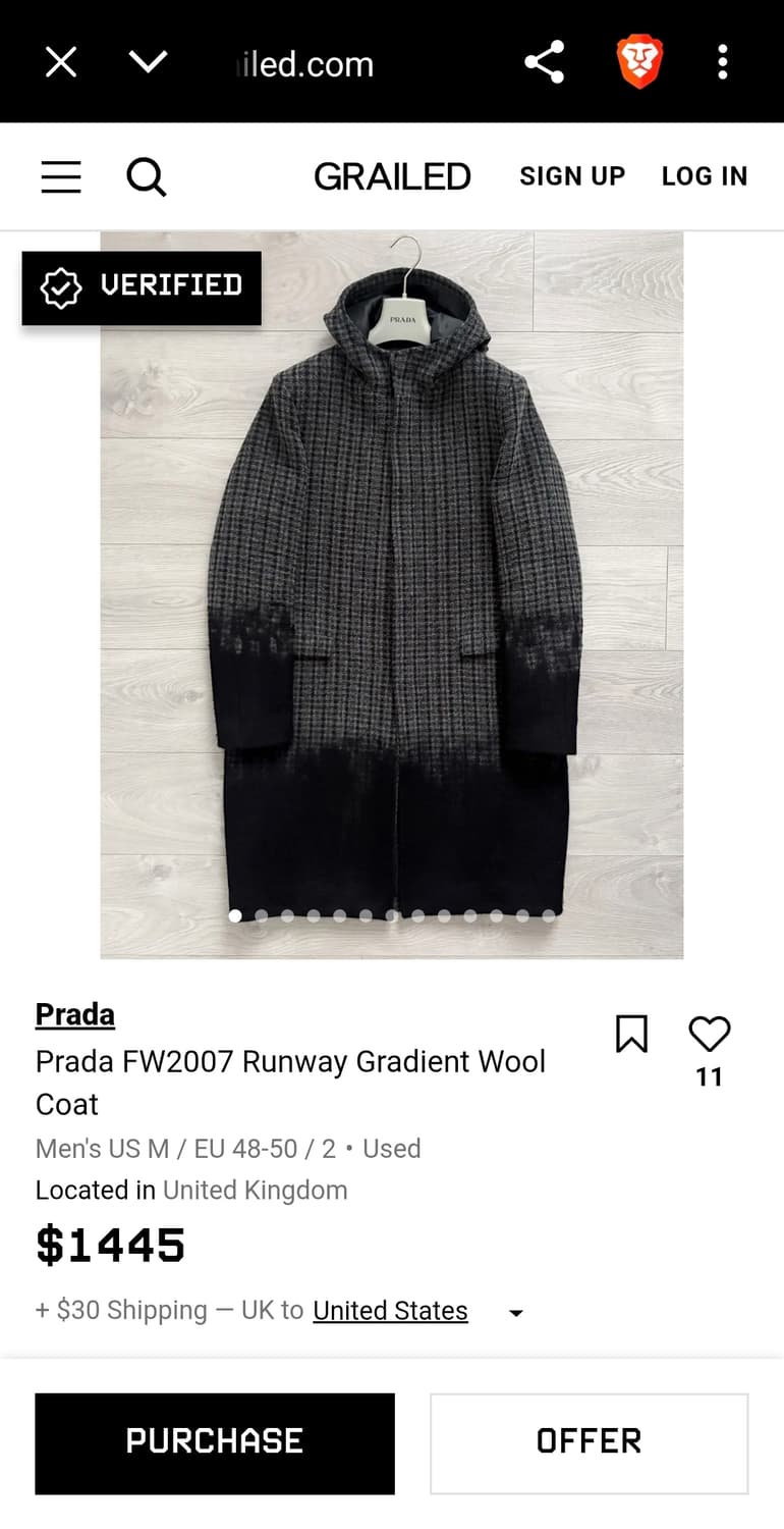 프라다 07F/W 그라데이션 트위드 울 코트 L 상품이미지10