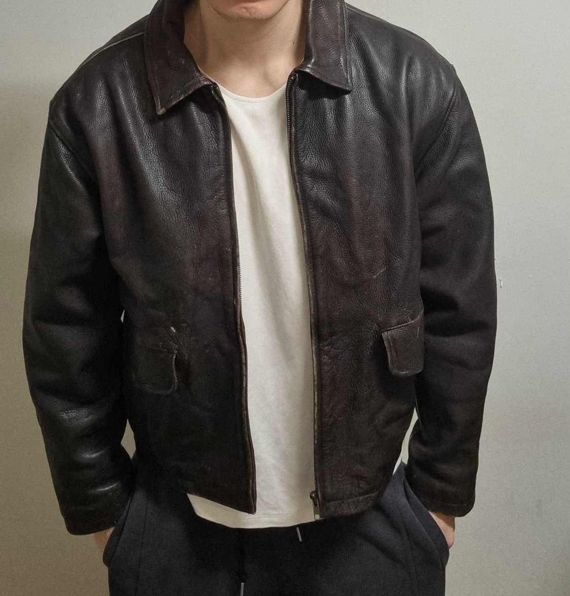 올드갭 레더 브라운 레더 자켓L 상품이미지5