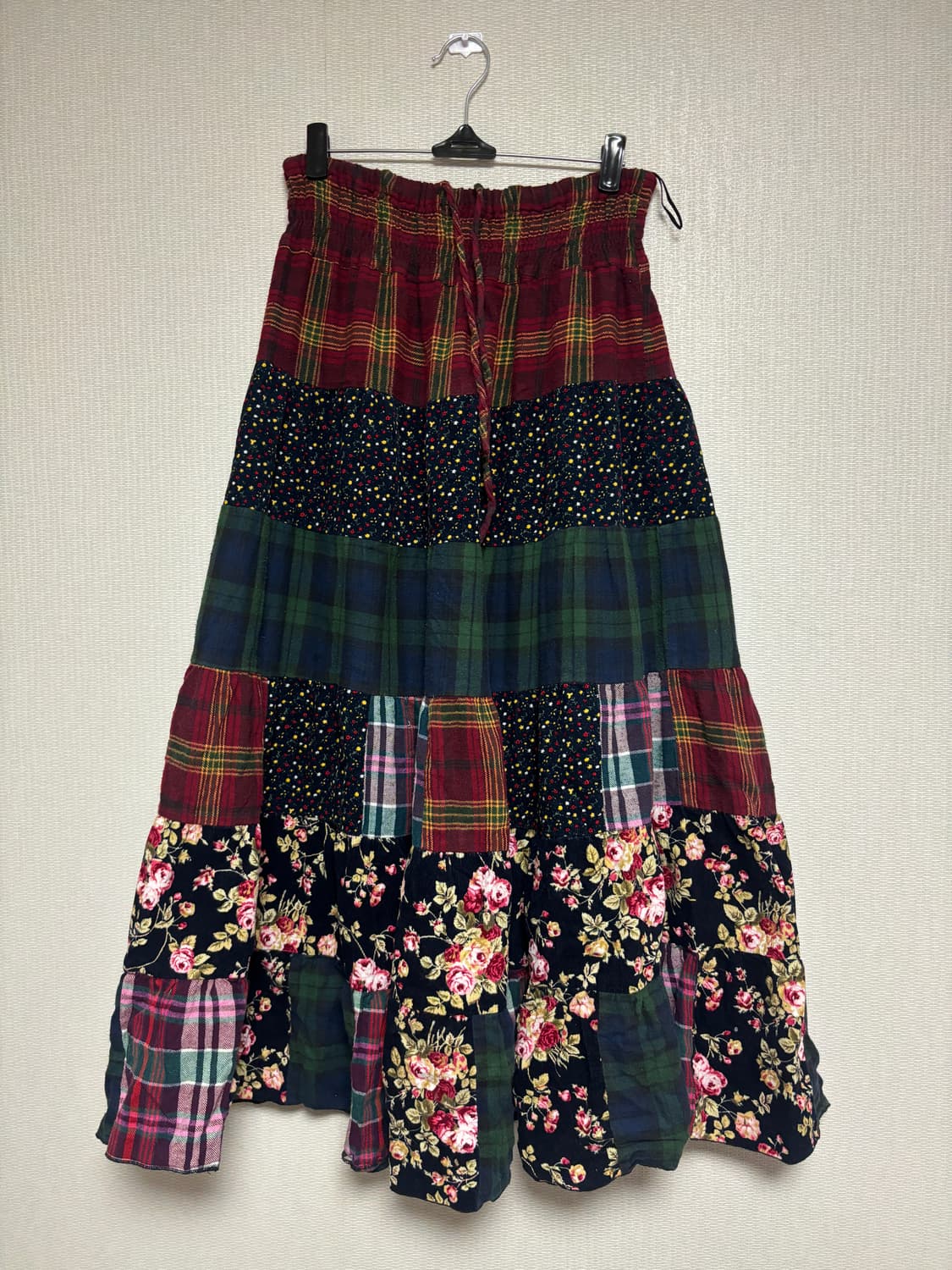 모리 체크 패치 롱스커트 상품이미지3