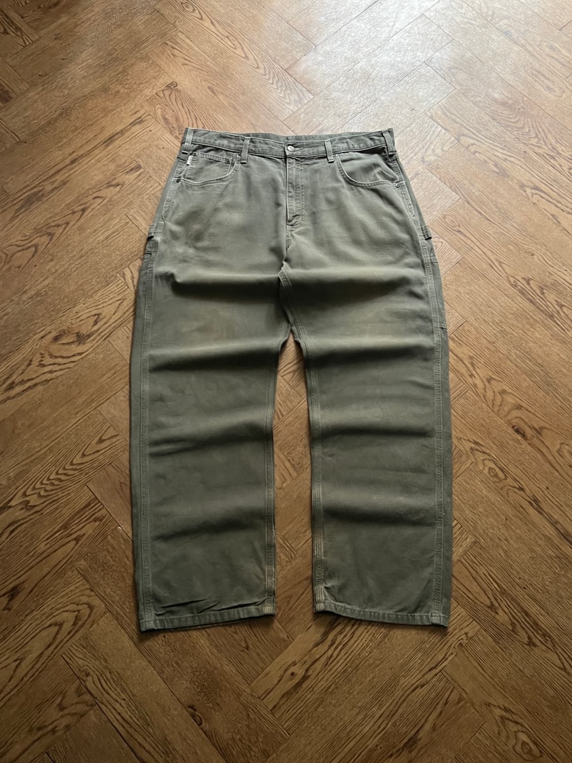 [36]칼하트 USA 더티워싱 모스그린 카펜터 워크 팬츠 M1 상품이미지1