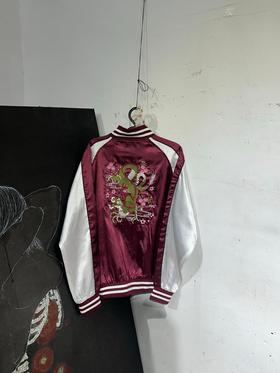 Jpn 일본빈티지 재패니즈 오리엔탈 런 버건지 용 스카잔 자켓 상품이미지8