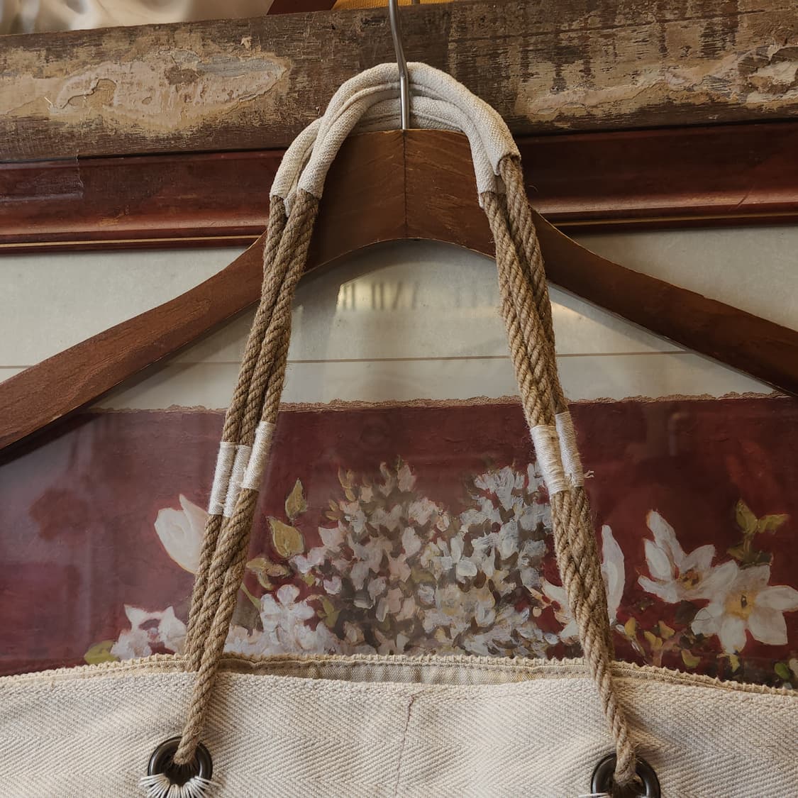 핸드 드로잉 캔버스 토트백 빈티지 더플백 리메이크 화이트 아메리카 심볼 상품이미지3