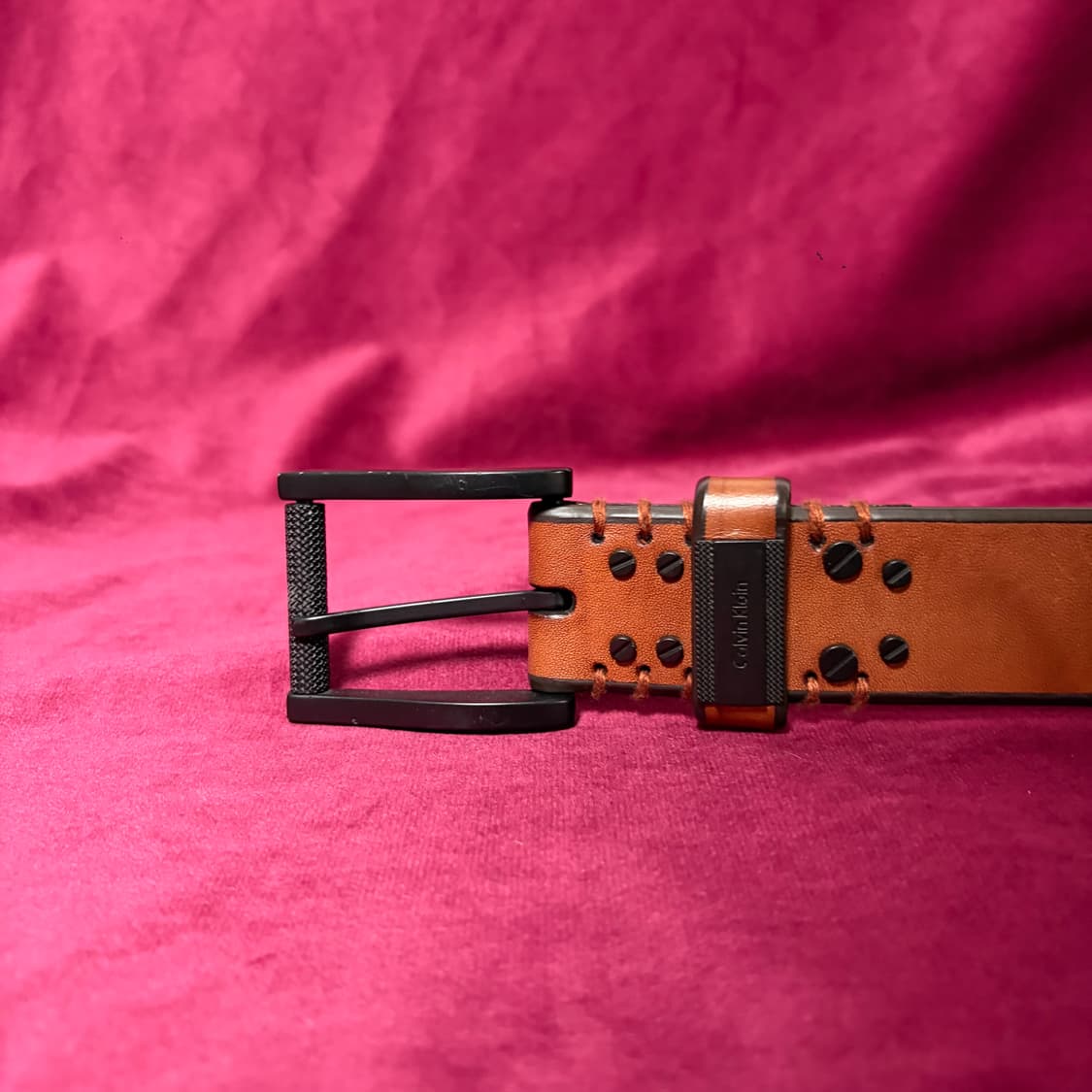 캘빈클라인 솔리드 브라운 레더 벨트 상품이미지3