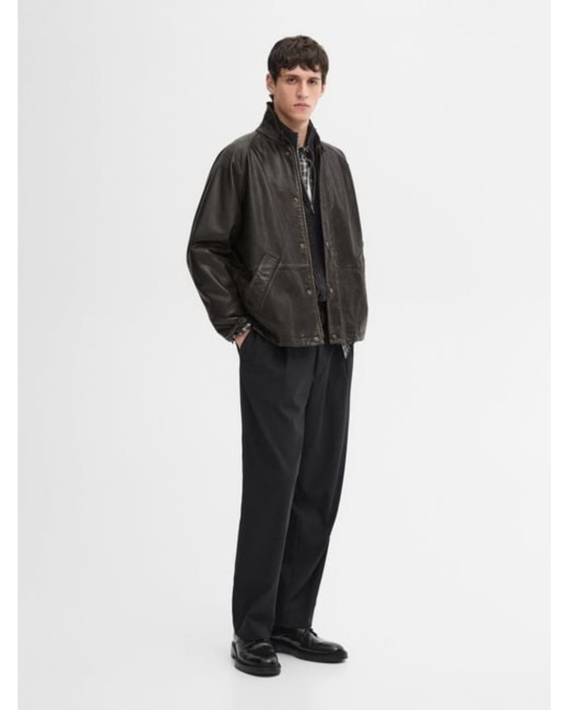 마시모두띠 램스킨 코듀로이 카라 가죽 레더 자켓 상품이미지4