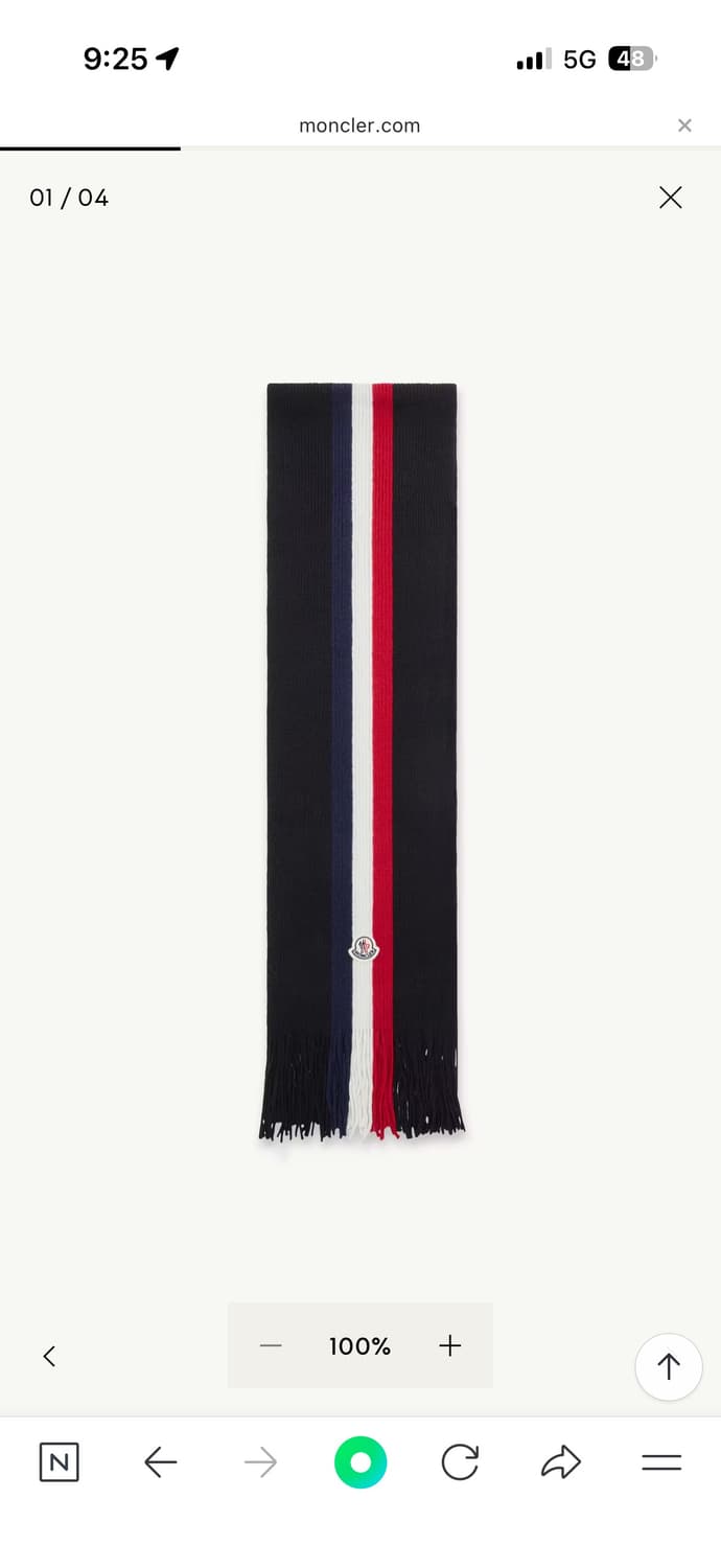 25FW몽클레어 트리 컬러 울 머플러 블랙 미개봉 상품이미지1