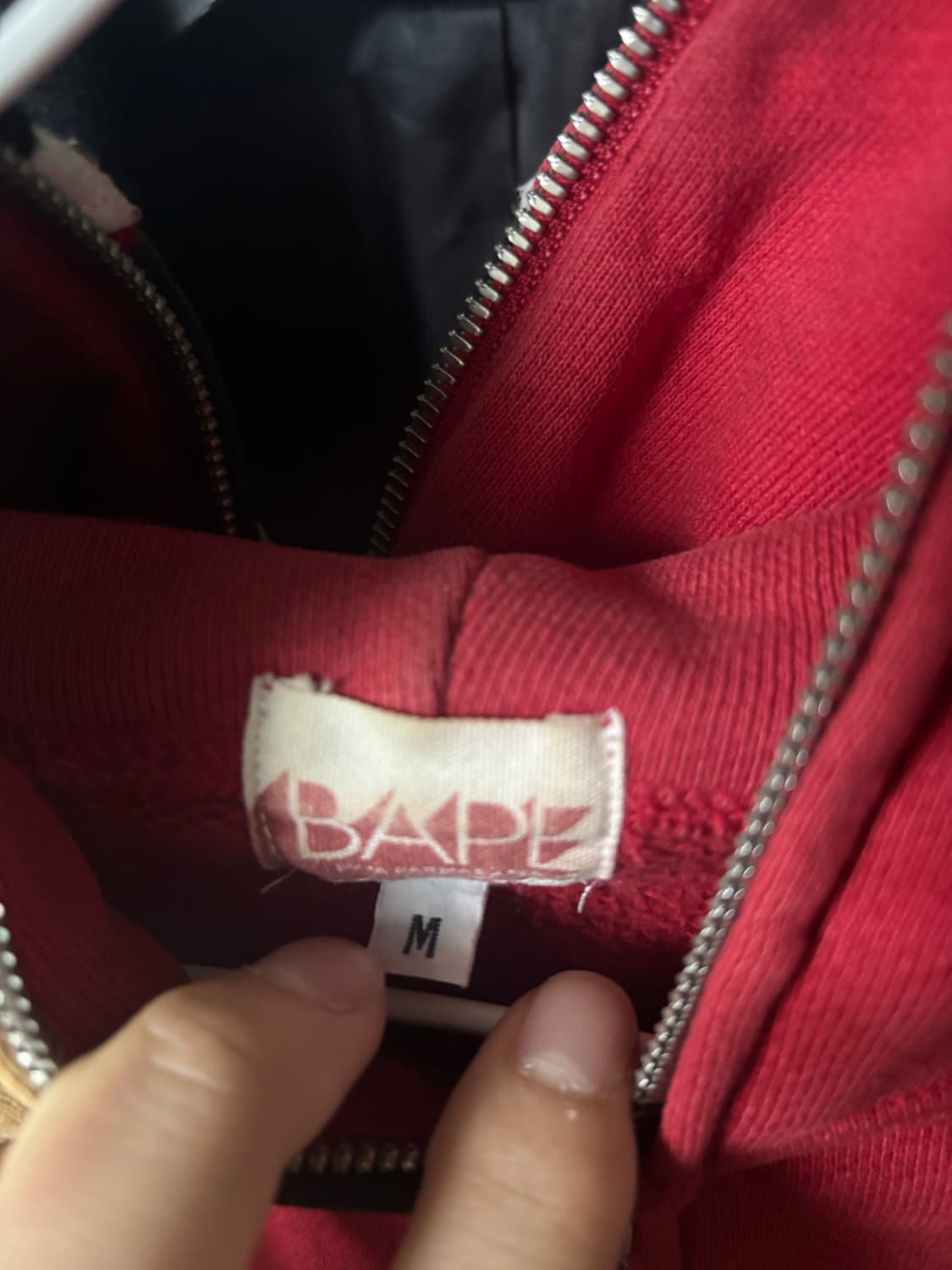 베이프 퍼스트 샤크 풀 집 후드 레드 M 상품이미지4