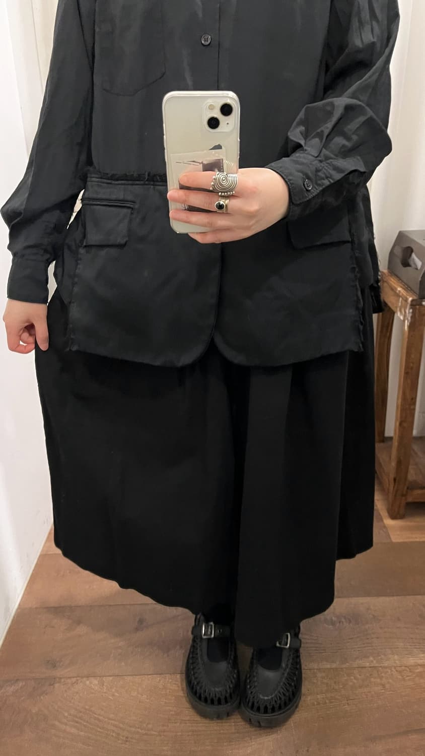 Asymmetry Texture Detail Skirt Pants 상품이미지10