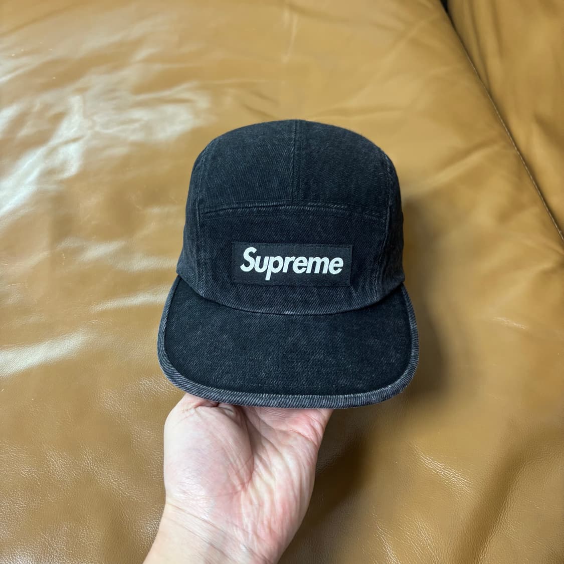 슈프림 캠프캡 모자 박스로고 데님 블랙 상품이미지2