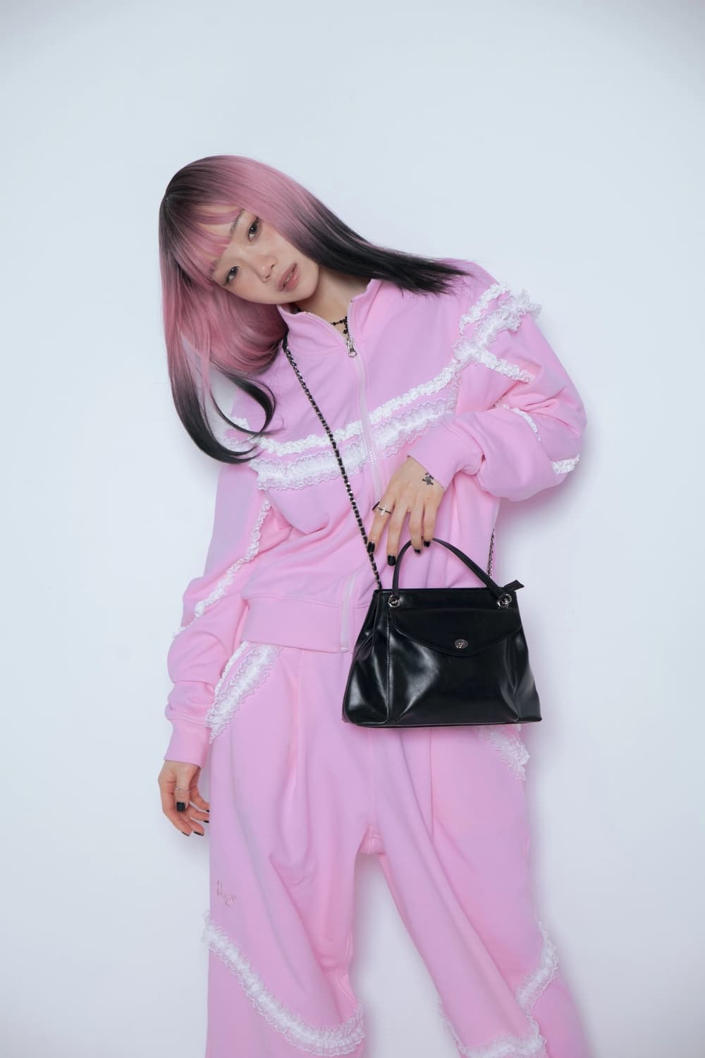 아이당클럽 레이스 트랙탑 핑크 상품이미지3