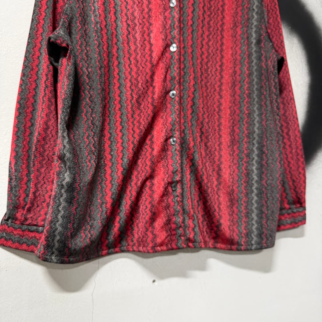 VTG 빈티지 그라데이션 스트라이프 풀 패턴 폴리 원포켓 긴팔 셔츠 상품이미지4